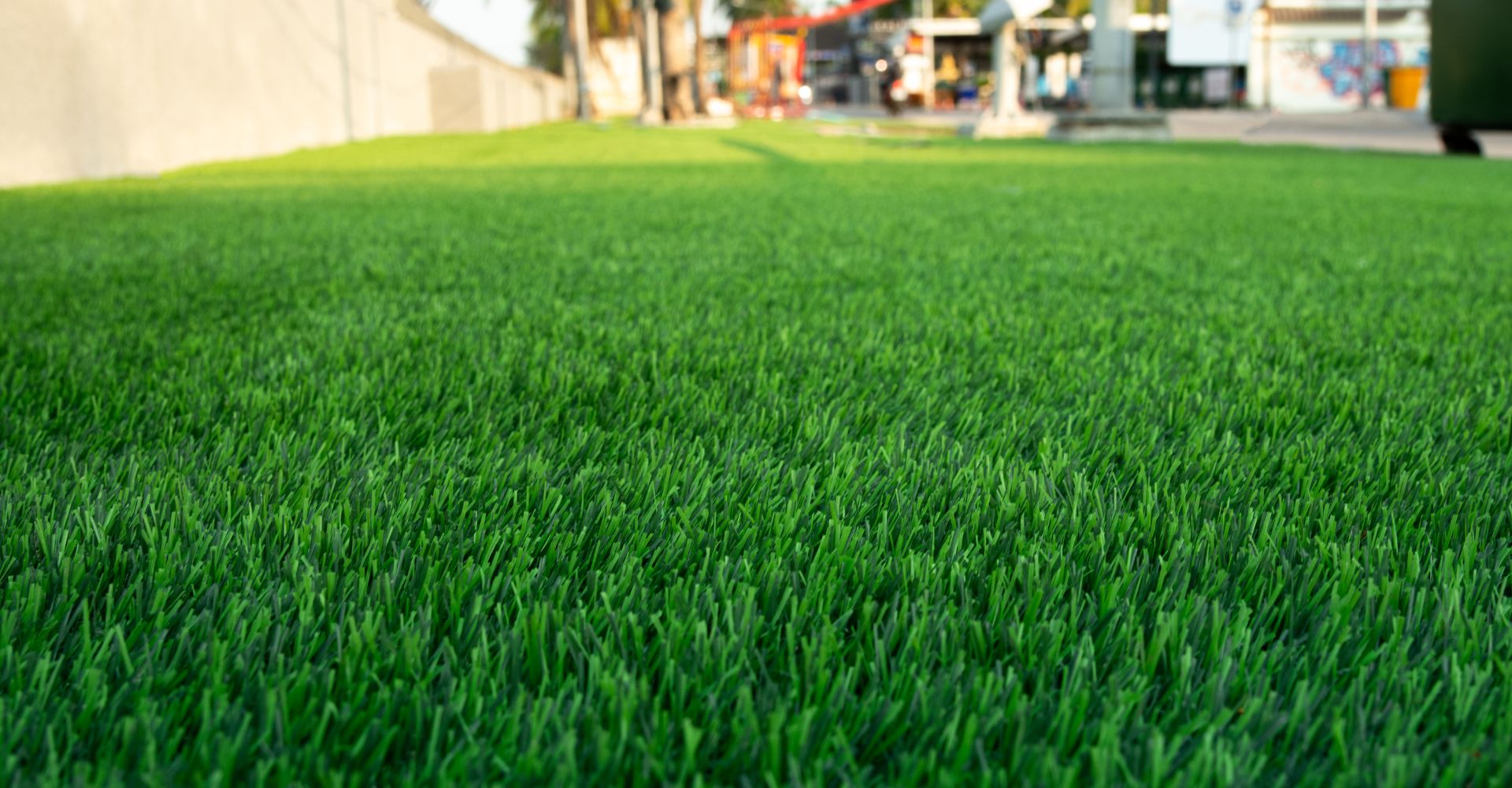 Close-up of lush artificial turf